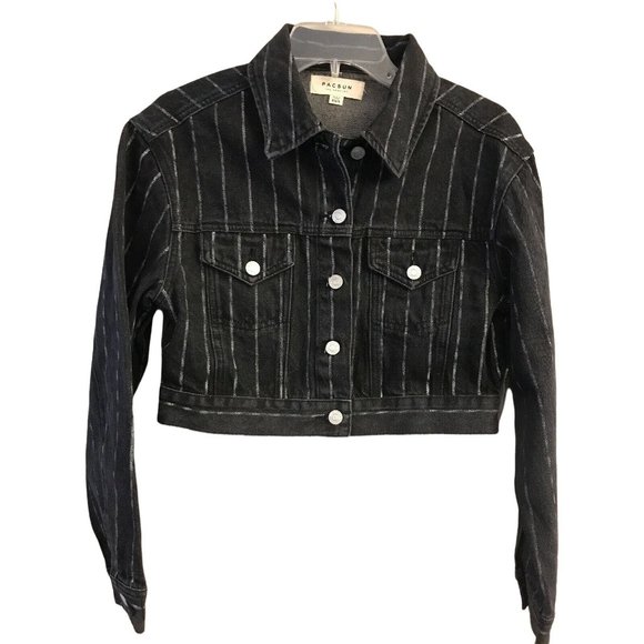 PacSun Jackets & Blazers - NWT PACSUN Women's Denim Jacket XS/S Black Stripe